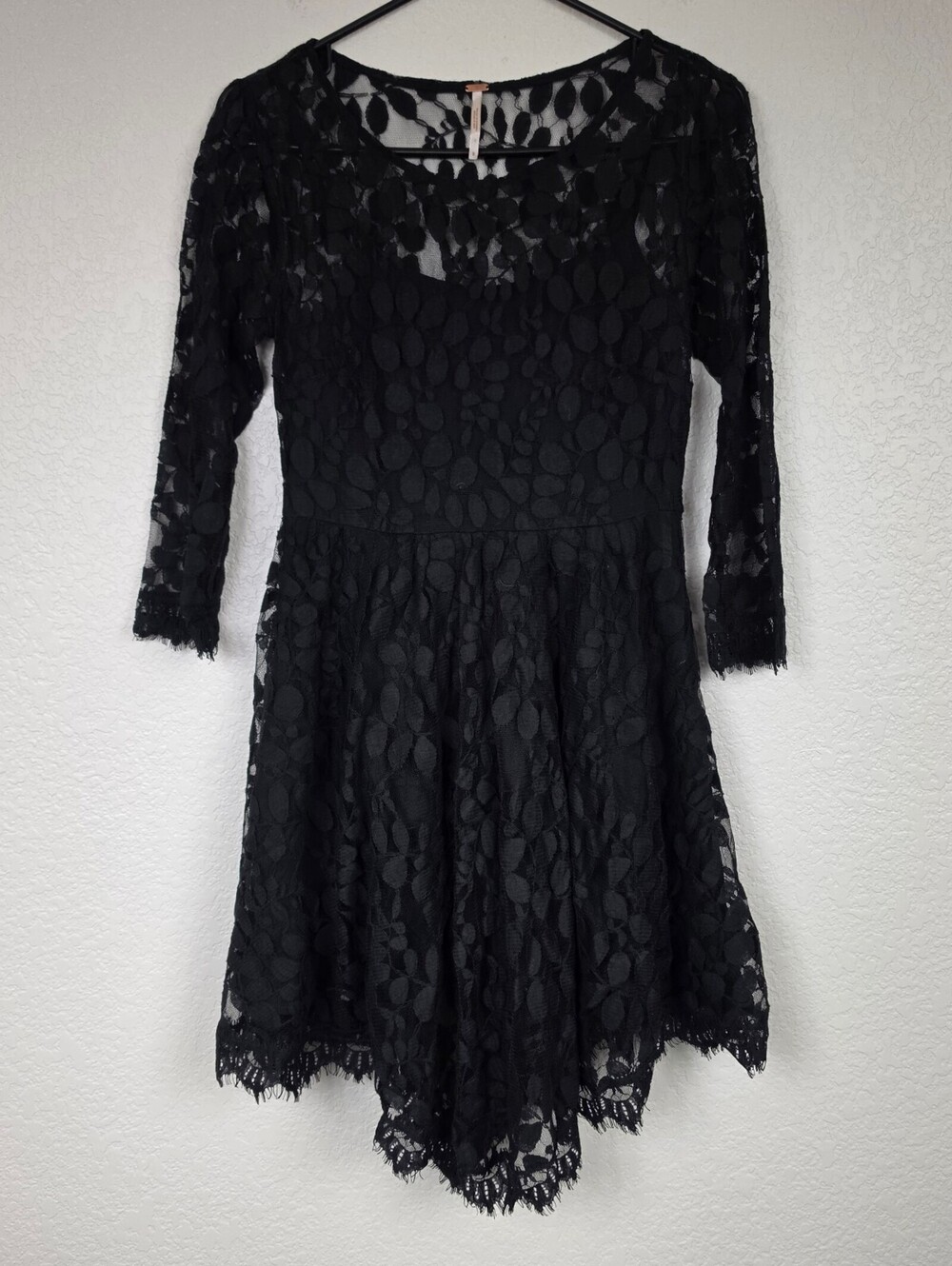 Free People Black Asymmetrical Whimsigoth Gothic Lace Dress